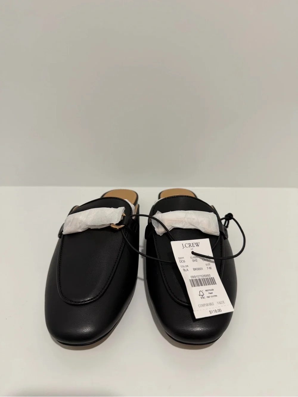 NEW J. Crew Factory Black with gold Bit Loafer Slip On Mules Size 7 CE500 $118